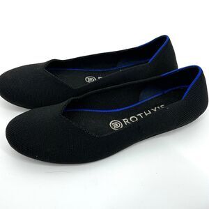 Rothy's The Flat Round Toe Black Slip On Shoes Womens Size 7.5